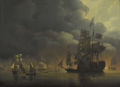 The Anglo-Dutch Fleet under Lord Exmouth and Vice Admiral Jonkheer Theodorus Frederik van Capellen putting out the Algerian Strongholds, 27 August 1816