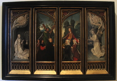 The Annunciate Virgin, Saint Andrew with a Donor and His Sons, Saint Catherine of Alexandria with a Donor and Her Daughters, and the Annunciate Angel