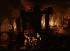 The burning of Troy by Claes Jansz van der Willigen