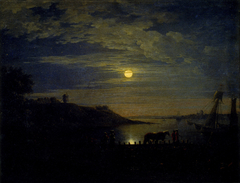 The Crossing over the Little Belt at Snoghøj. Moonrise by Jens Juel