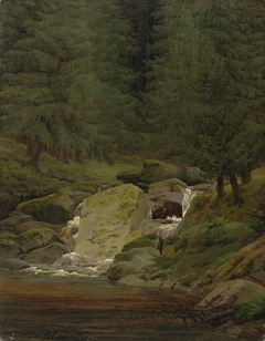 The Evergreens by the Waterfall by Caspar David Friedrich