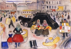 The Hearse on Potsdamer Platz by Edvard Munch