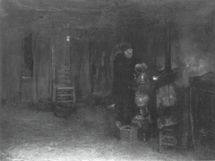 The home: Hannes van Nistelrode at his pot stove by Piet Mondrian