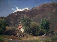 The Old Church at Kvamsøy in the Sognefjord by Hans Gude
