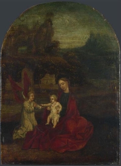 The Virgin and Child with an Angel in a Landscape by Anonymous