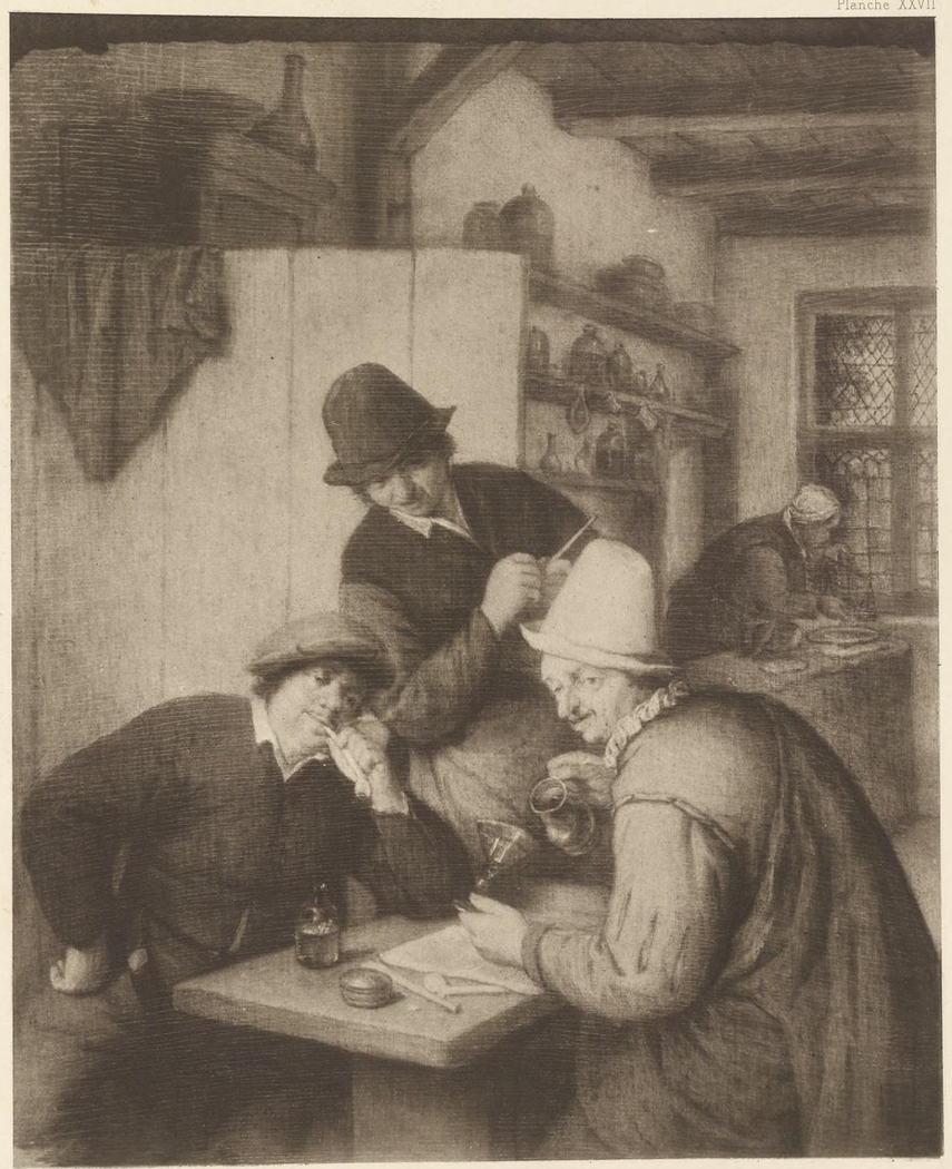 Three Peasants and a Woman at a Table