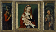 Triptych of Mary and child with Saints Andrew en Francis by Ambrosius Benson