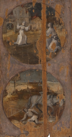 Twee medaillons met symbolisch-religieuze voorstellingen by Hieronymus Bosch