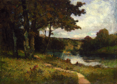 Untitled (landscape, trees near river) by Edward Mitchell Bannister