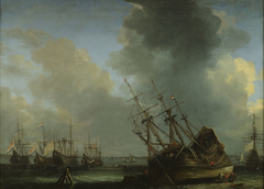 A Ship being Caulked by Reinier Nooms