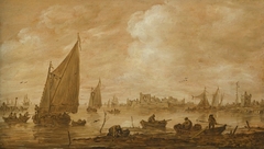 View of a Dutch Estuary with Fishermen Boats
