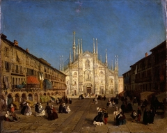 View of the Piazza del Duomo in Milan by Giulio Rossi