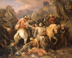 Warrior Dezső Sacrifices his Life for King Charles Robert by József Molnár