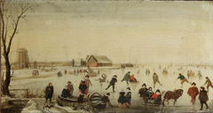 Winter Scene with Skaters and Sledges on the Ice by Hendrick Avercamp