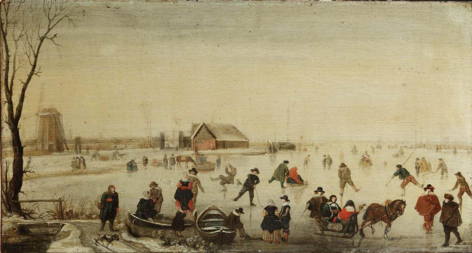 Winter Scene with Skaters and Sledges on the Ice