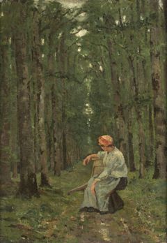 Woman in the forest by Ion Andreescu