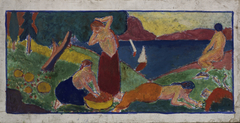 (Women in Landscape with Blue Border)