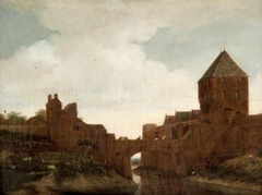 A Bridge into a Fortified Town by Jan van der Heyden