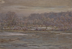 A Grey Frosty Morning, Sketch, Brookville by J Ottis Adams