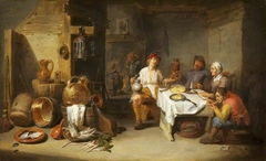 A Poor Company at Table in a Rustic Kitchen (Le petit chaudron)