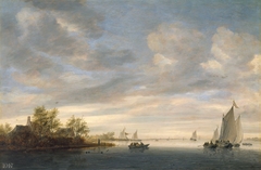 A River Landscape with Sailing Boats by Salomon van Ruysdael