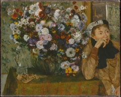 A Woman Seated beside a Vase of Flowers by Edgar Degas