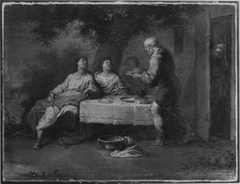 Abraham bewirtet die drei Engel by Januarius Zick