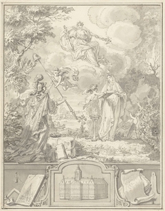 Allegorie op het jubileum van Nederlands Vrijheid, 1648-1748 by Simon Fokke