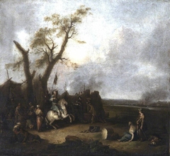 An Encampment with Artillery and Camp Followers by Anonymous