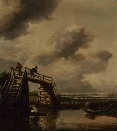 Anglers on a Small Wooden Bridge