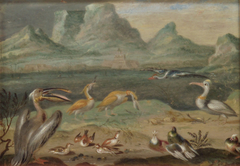 Ansichten aus den vier Weltteilen mit Szenen von Tieren: Kap der Guten Hoffnung by Ferdinand van Kessel