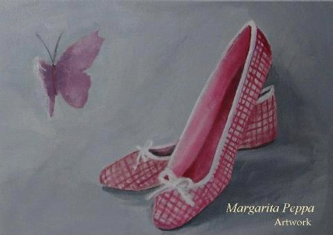 "ballerina shoes" acrylic on canvas 35 x 25 