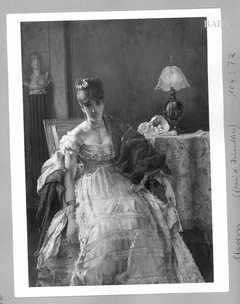 Bildnis der Gattin des Künstlers im weißen Ballkleid by Alfred Stevens