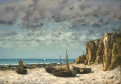 Boats on a Beach, Etretat by Gustave Courbet