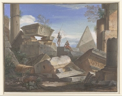 Bouwvallen van antieke gebouwen by Henri-Joseph Van Blarenberghe