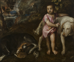 Boy with Dogs in a Landscape by Titian