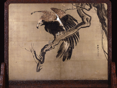 Carp in Waves (Zeshin) and Eagle on a Branch (Rosetsu reverse) by Shibata Zeshin