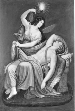 Das Märchen von Amor und Psyche: Psyche erblickt den schlafenden Amor by Wilhelm von Kaulbach