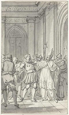 David van Bourgondië, Bisschop van Utrecht, ontneemt Reinoud II van Brederode de versierselen van de orde van het Gulden Vlies, 1470 by Jacobus Buys