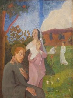 Decorative Picture. The Vision of Saint Francis with the Three White Virgins by Gad Frederik Clement