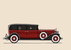 Design for a toy car. 1931 Cadillac V12 Limousine. Drawn in Photoshop Elements.