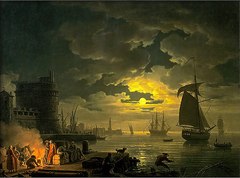 Entrance to the Port of Palermo by Moonlight