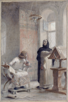 Esquisse pour l'escalier de la Sorbonne : Louis IX à l'abbaye de Royaumont by Théobald Chartran