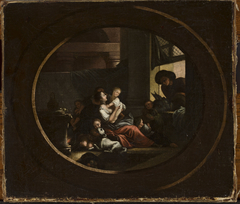 Family scene in an interior by Johann Niedermann