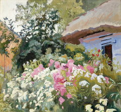 Flowers in Front of the Cottage by Stanisław Kamocki