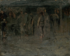 Gloomy Fair II. (Sketch of a Group of Men) by László Mednyánszky