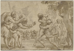 Hercules en Antaeus by Domenico Piola Il Vecchio