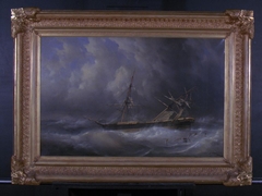 Het klipperfregatschip 'Noach III' tijdens een storm by François Carlebur