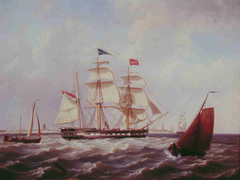 Het raderstoomschip Willem de Eerste by Hendrik Vettewinkel