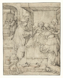 Het verzorgen van de zieken by Pieter Cornelisz. genaamd Kunst